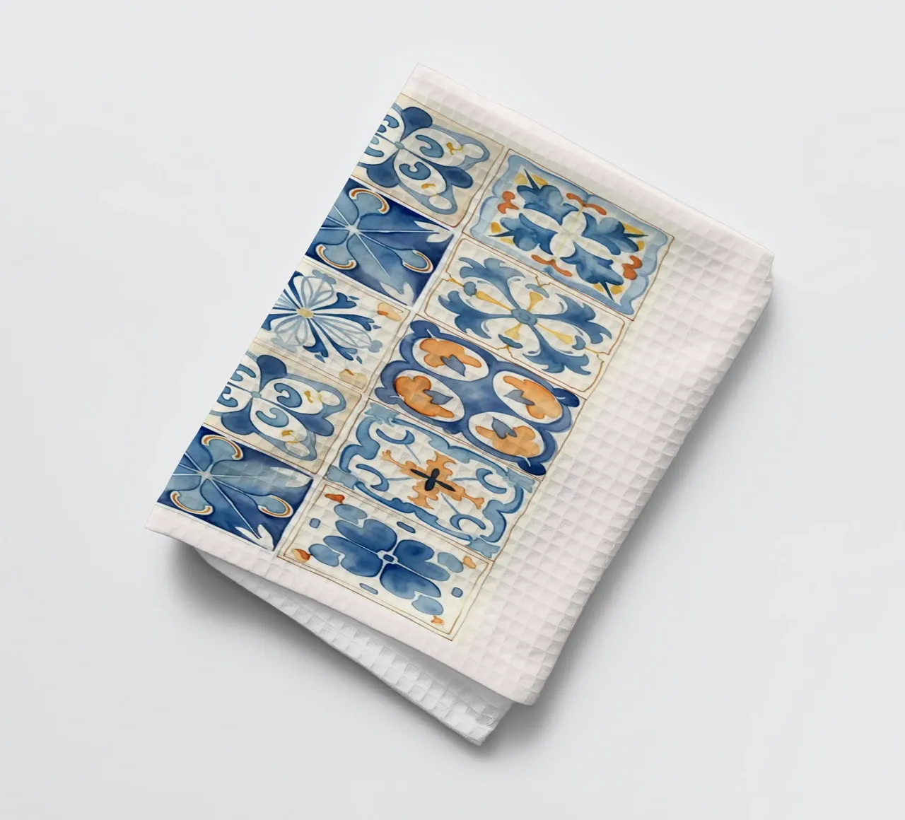 Piastrelle mediterranee: Blu e arancio, Azulejo, Pattern Art canovaccio da cucina da NorwesClub