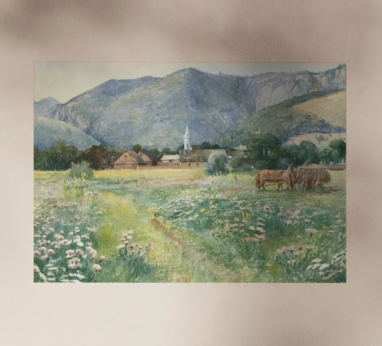Burningham: Prato fiorito, villaggio rustico, impressionista pellicola backlit da NorwesClub