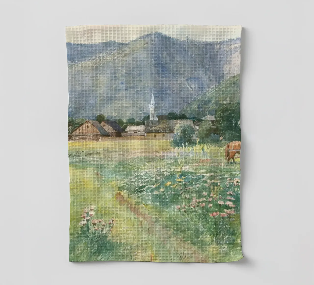 Burningham: Prato fiorito, villaggio rustico, impressionista canovaccio da cucina da NorwesClub