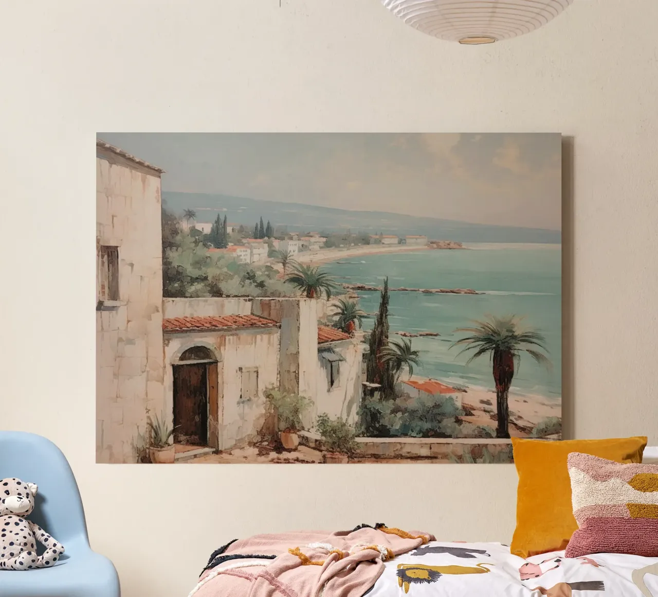 Mokaky: Egeïsche kust, mediterraan zeegezicht, kustdorp canvas met Baklijst van NorwesClub
