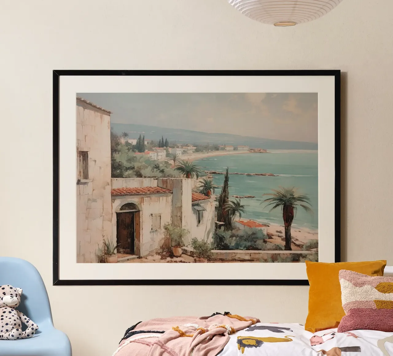 Mokaky: Egeïsche kust, mediterraan zeegezicht, kustdorp poster van NorwesClub
