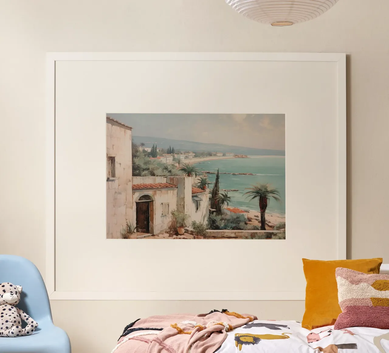 Mokaky: Egeïsche kust, mediterraan zeegezicht, kustdorp poster van NorwesClub