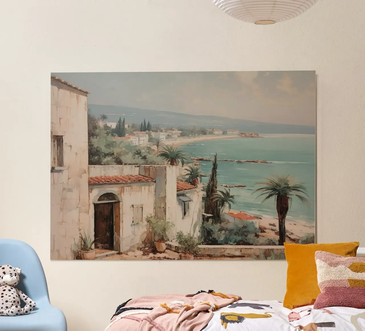 Mokaky: Egeïsche kust, mediterraan zeegezicht, kustdorp poster van NorwesClub
