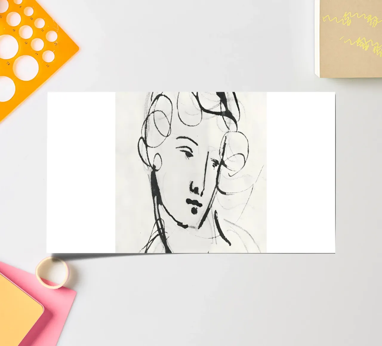 Matisse Style: Expressive Portrait, Modernist Line Art Stickerbogen von NorwesClub