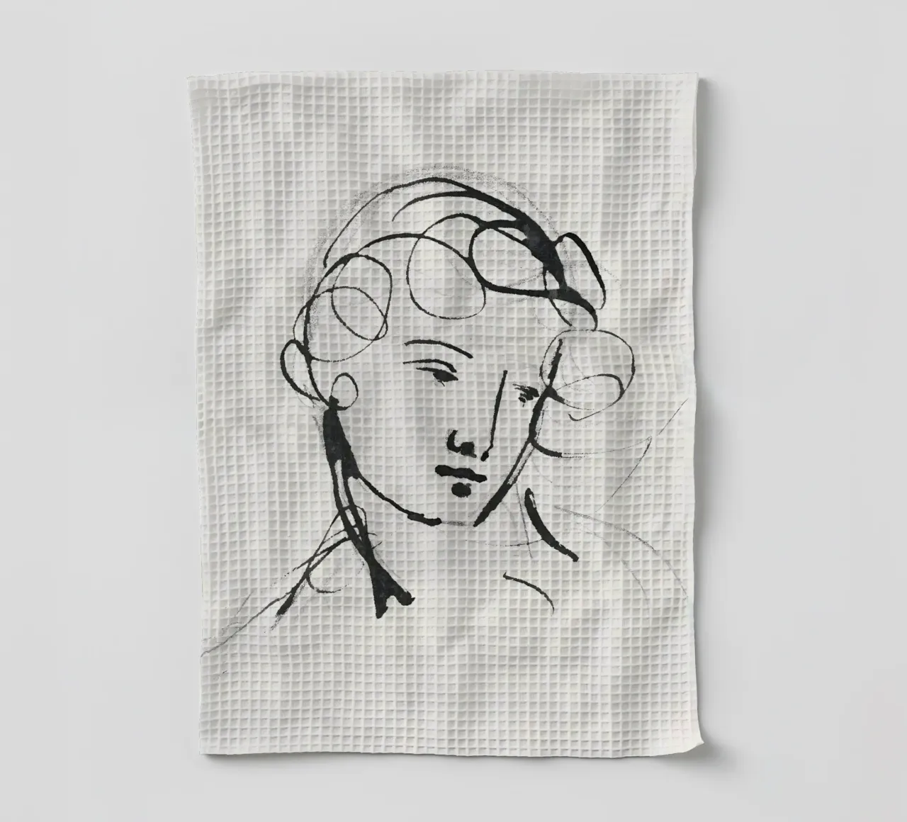 Style Matisse : Portrait expressif, Art linéaire moderniste torchon de NorwesClub