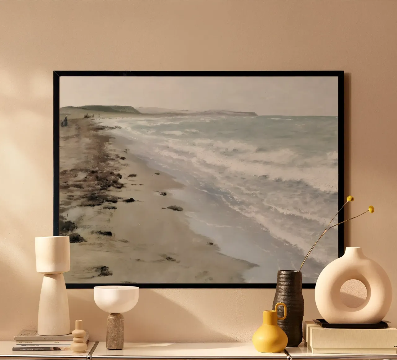 Plage de Hellebæk : Ombre Shore, art côtier impressionniste poster de NorwesClub