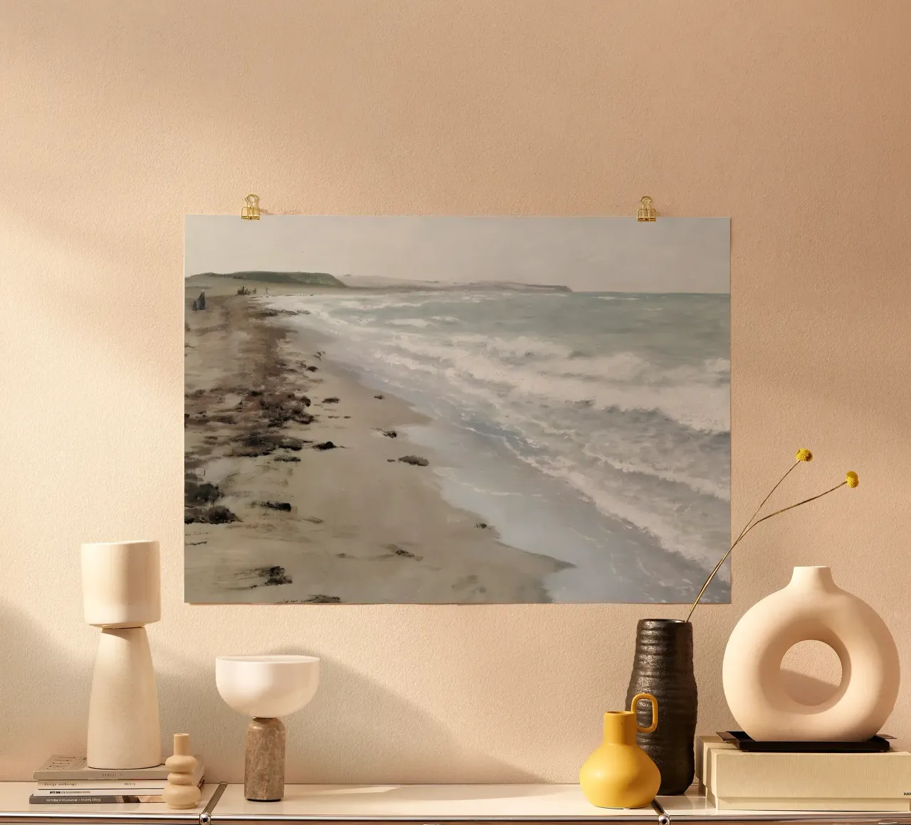 Plage de Hellebæk : Ombre Shore, art côtier impressionniste poster de NorwesClub