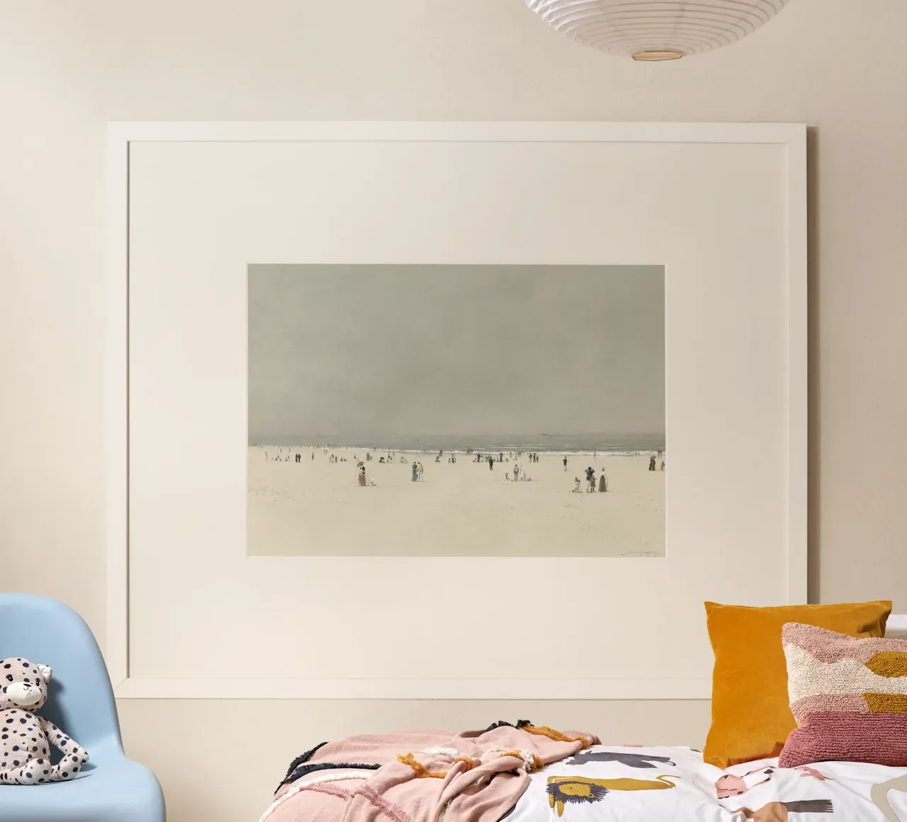 Grimshaw: Sabbia, mare e cielo, Costa vittoriana, scena di spiaggia poster con telaio in plastica da NorwesClub