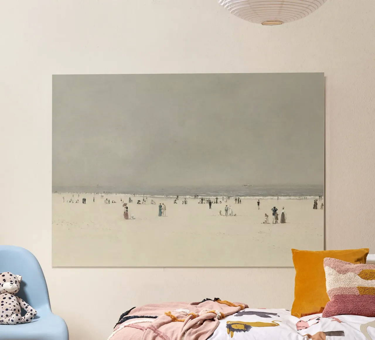 Grimshaw: Sabbia, mare e cielo, Costa vittoriana, scena di spiaggia poster con telaio in plastica da NorwesClub