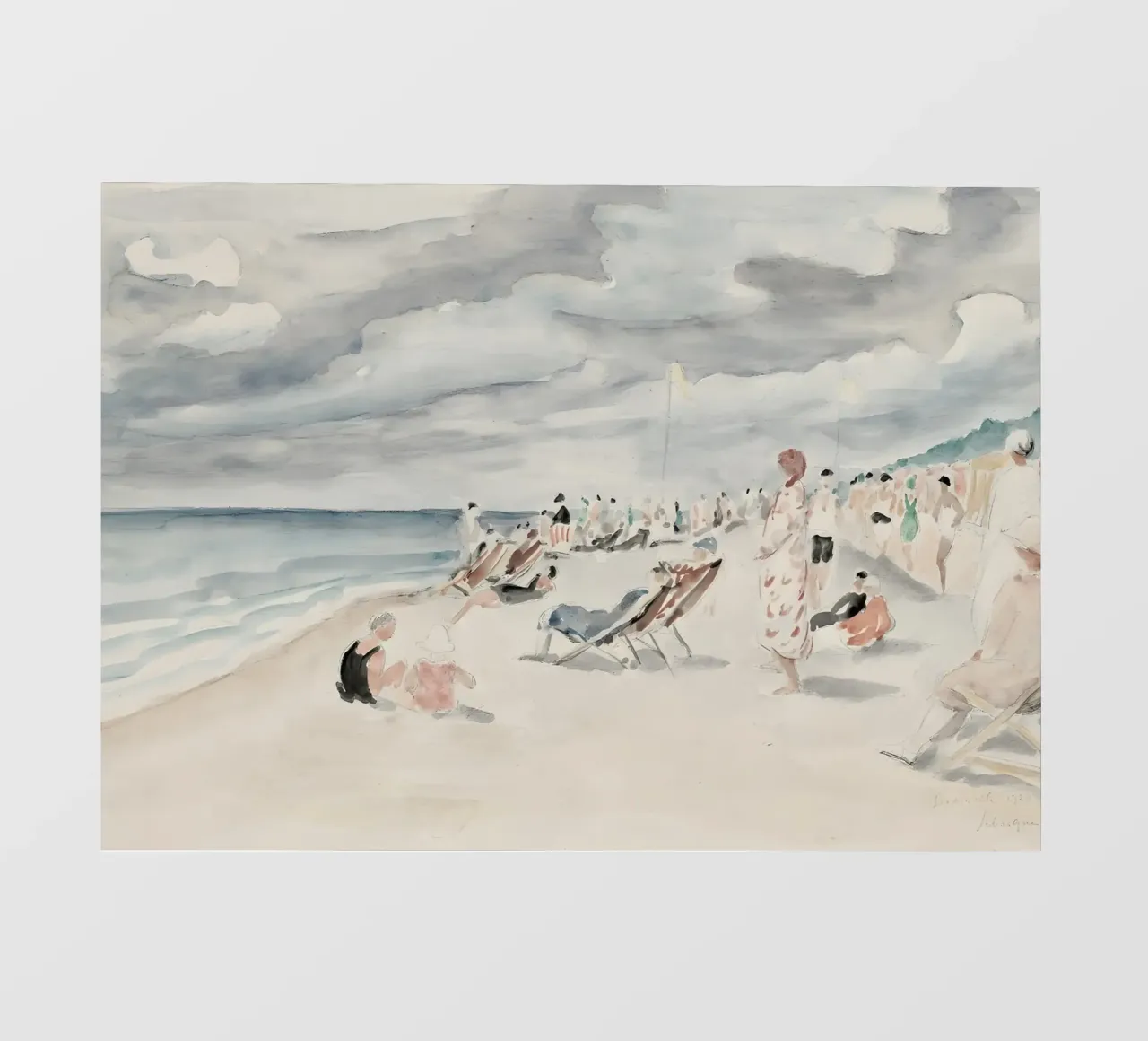 Lebasque: Spiaggia di Deauville, Impressionista, Costa francese pellicola backlit da NorwesClub