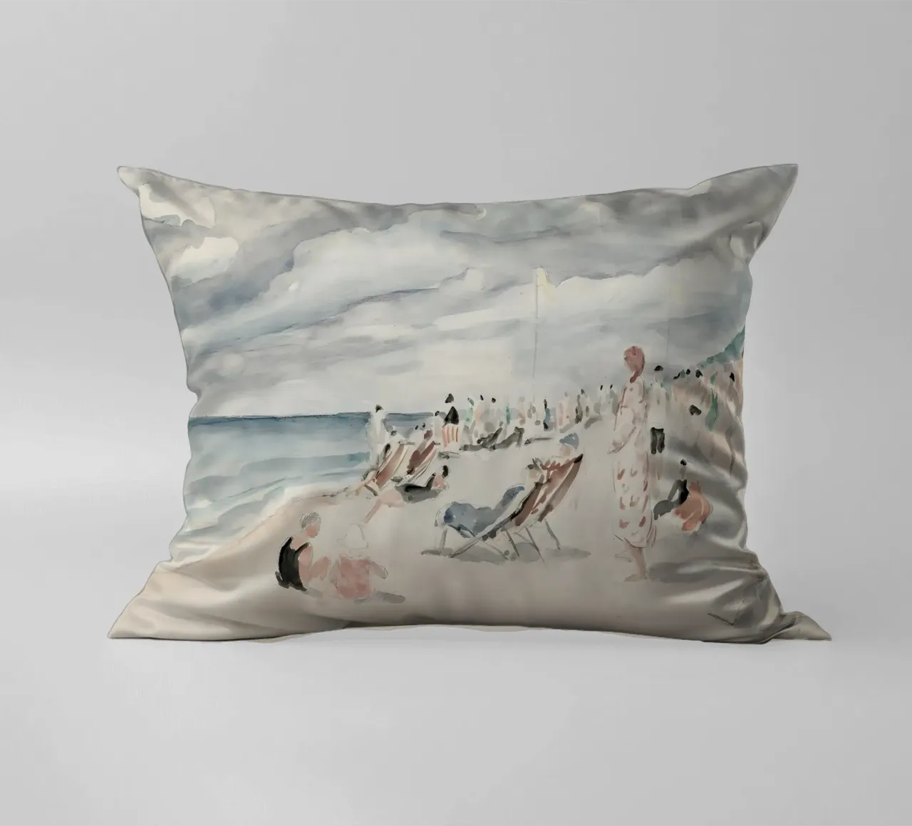 Lebasque: Spiaggia di Deauville, Impressionista, Costa francese cuscino da NorwesClub