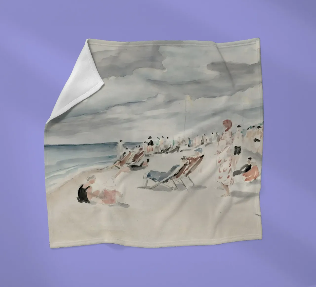 Lebasque: Deauville Beach, Impressionist, French Coast fleece blanket by NorwesClub