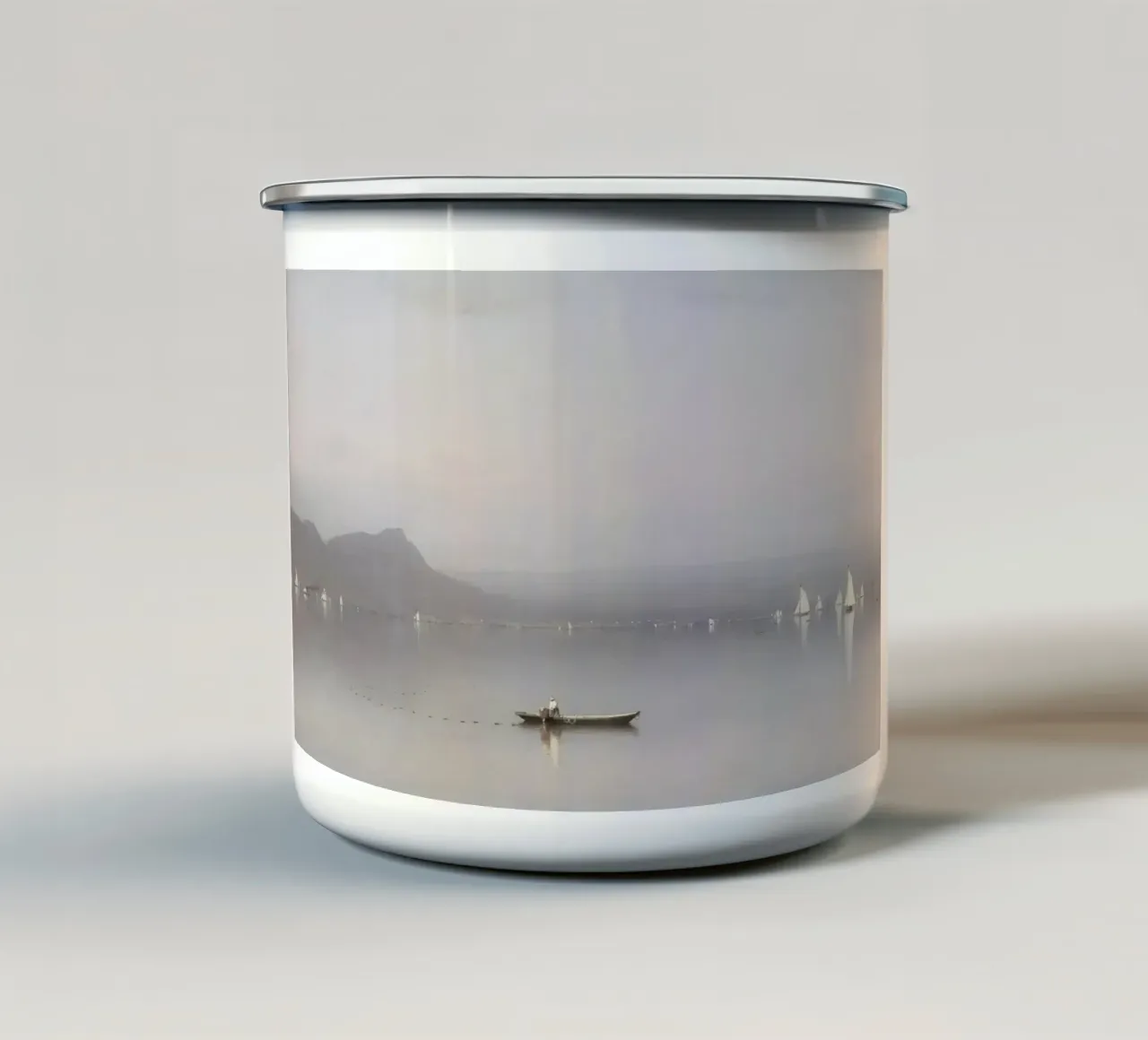 Gifford: Mattina dell'Hudson, luminismo, scena del fiume nebbioso tazza in smalto da NorwesClub