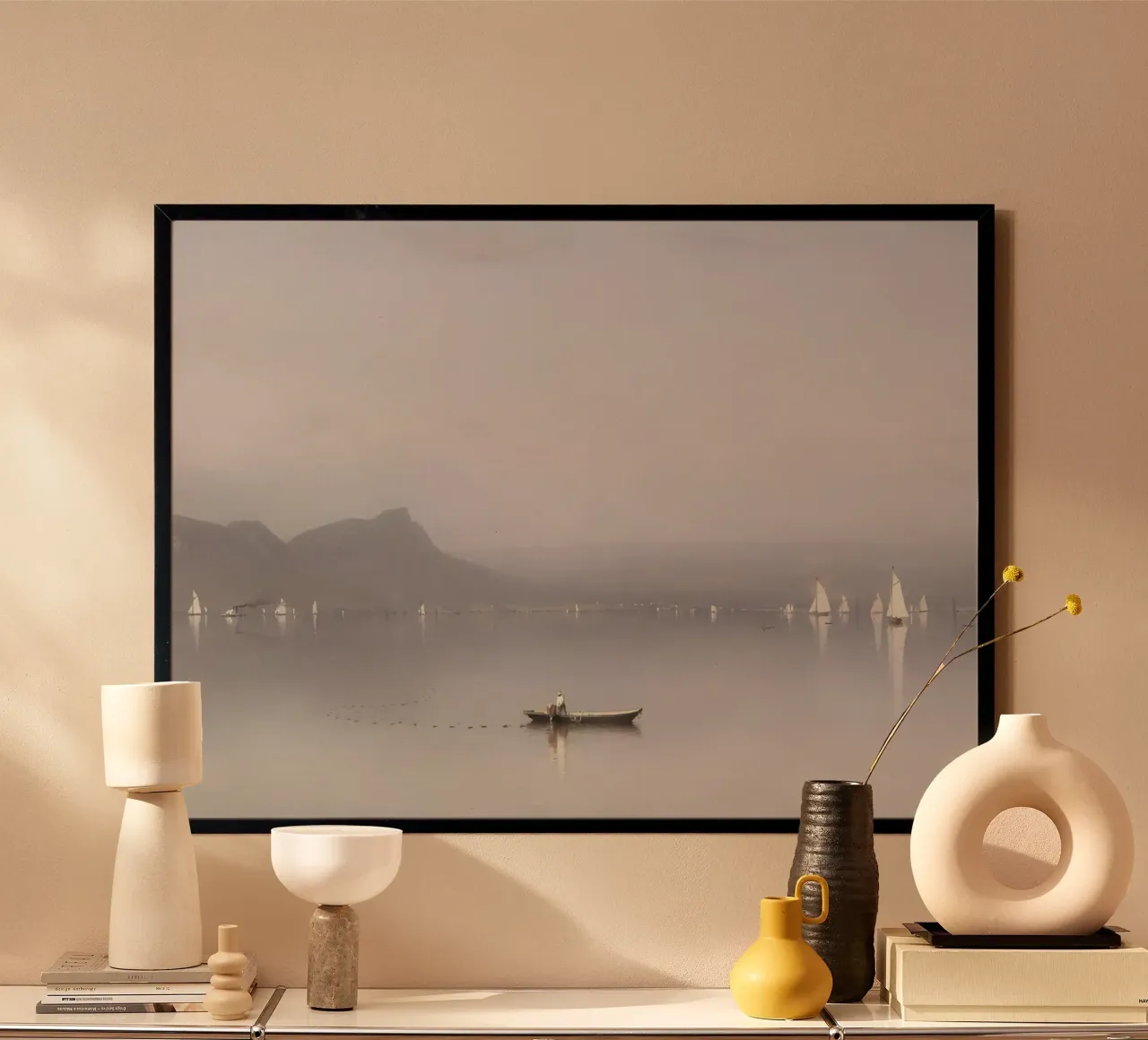 Gifford: Mattina dell'Hudson, luminismo, scena del fiume nebbioso poster da NorwesClub