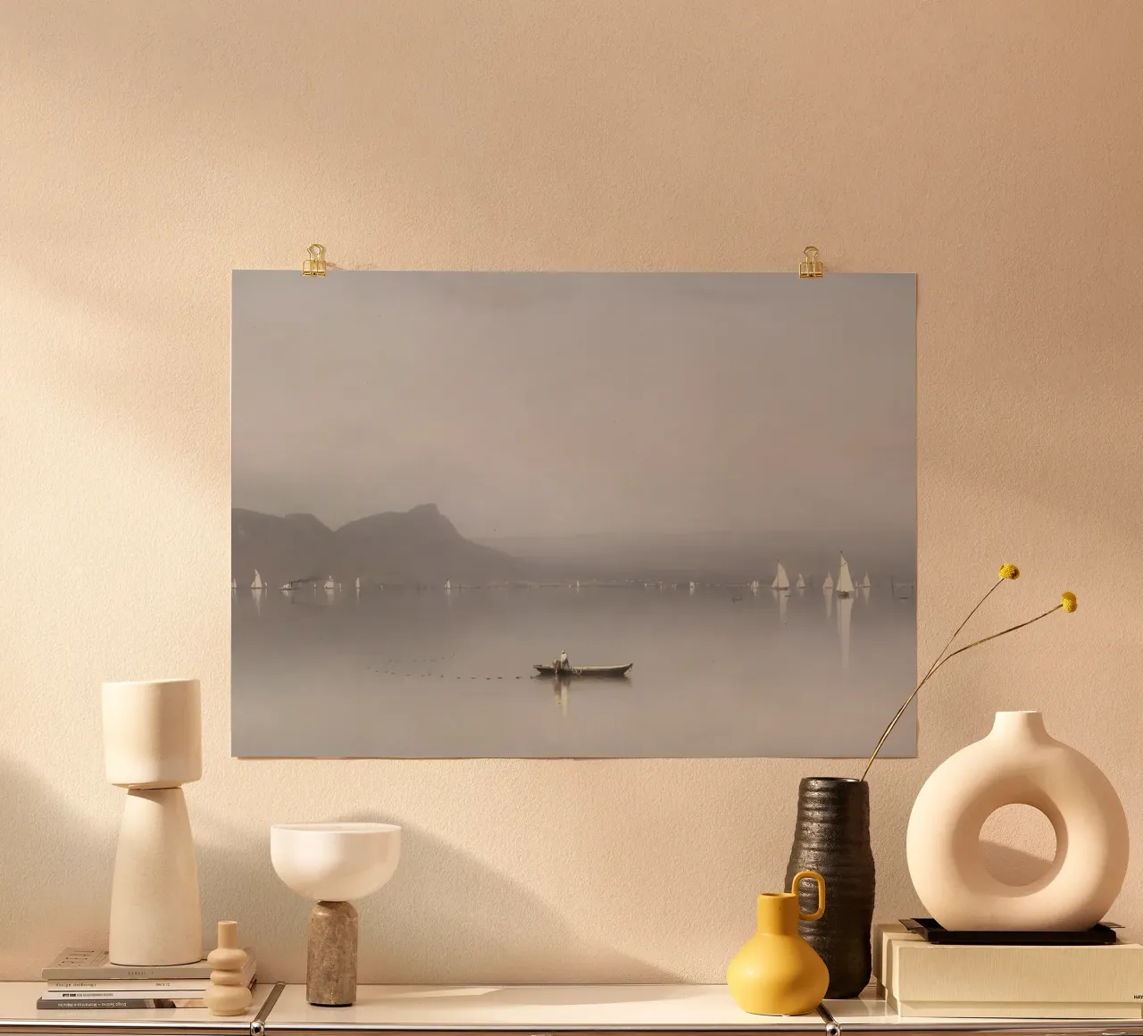 Gifford: Mattina dell'Hudson, luminismo, scena del fiume nebbioso poster da NorwesClub