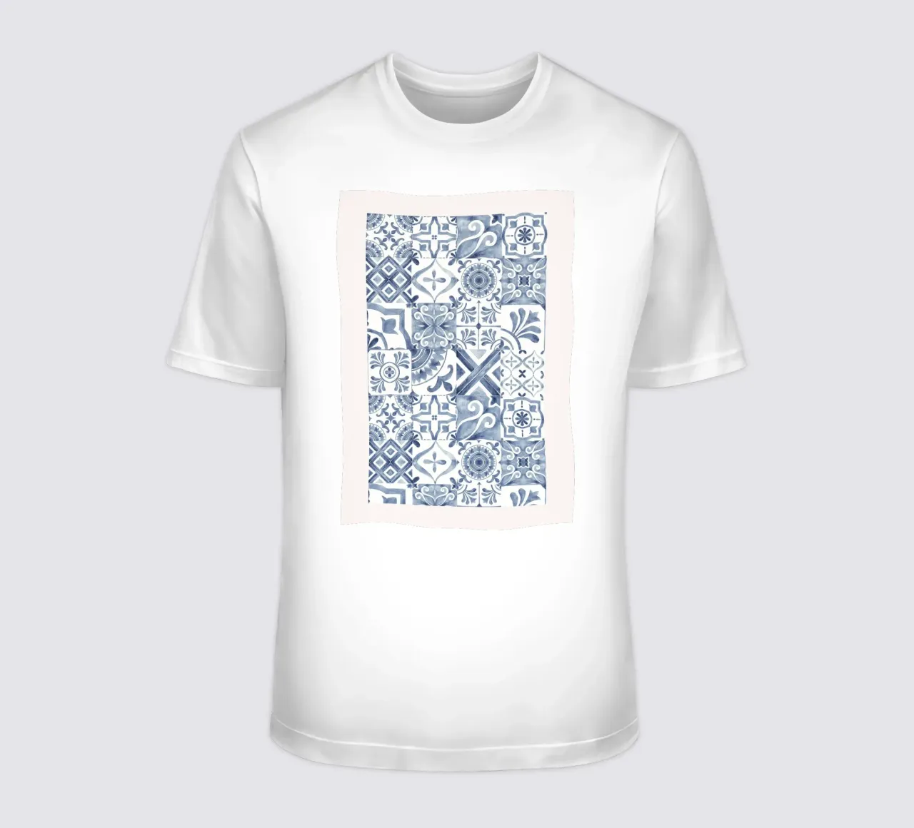 Mokaky Azulejo, piastrella ad acquerello, stampa mediterranea t-shirt da NorwesClub