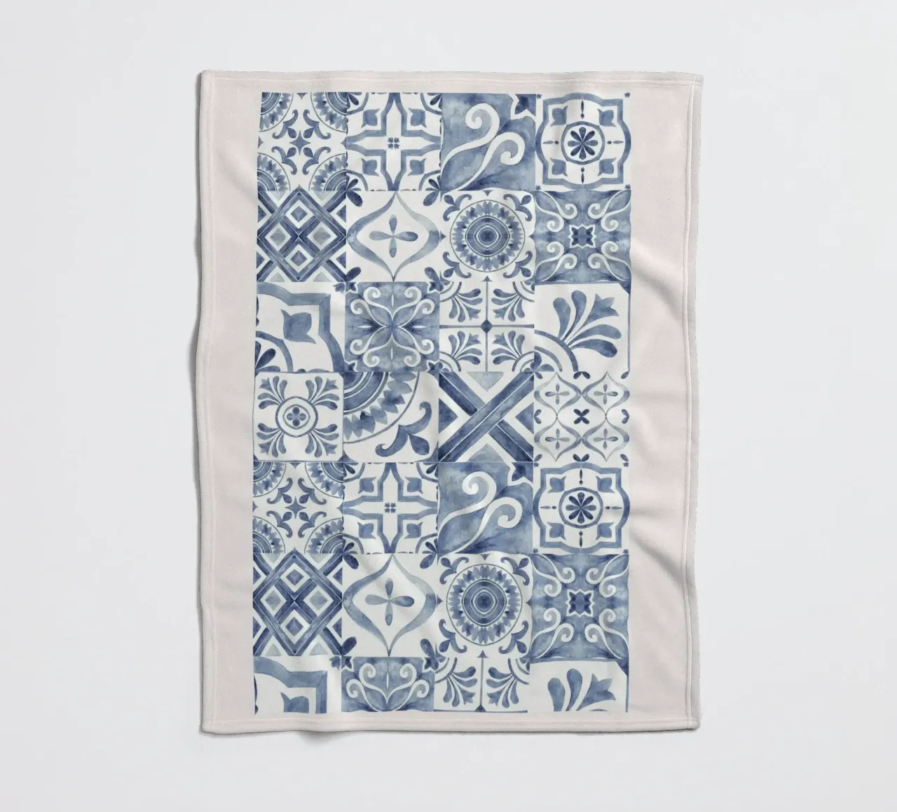 Mokaky Azulejo, piastrella ad acquerello, stampa mediterranea coperta in pile da NorwesClub