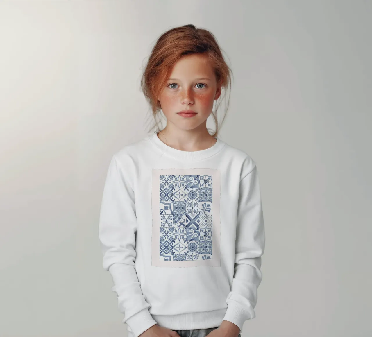 Mokaky Azulejo, piastrella ad acquerello, stampa mediterranea felpa bambino da NorwesClub