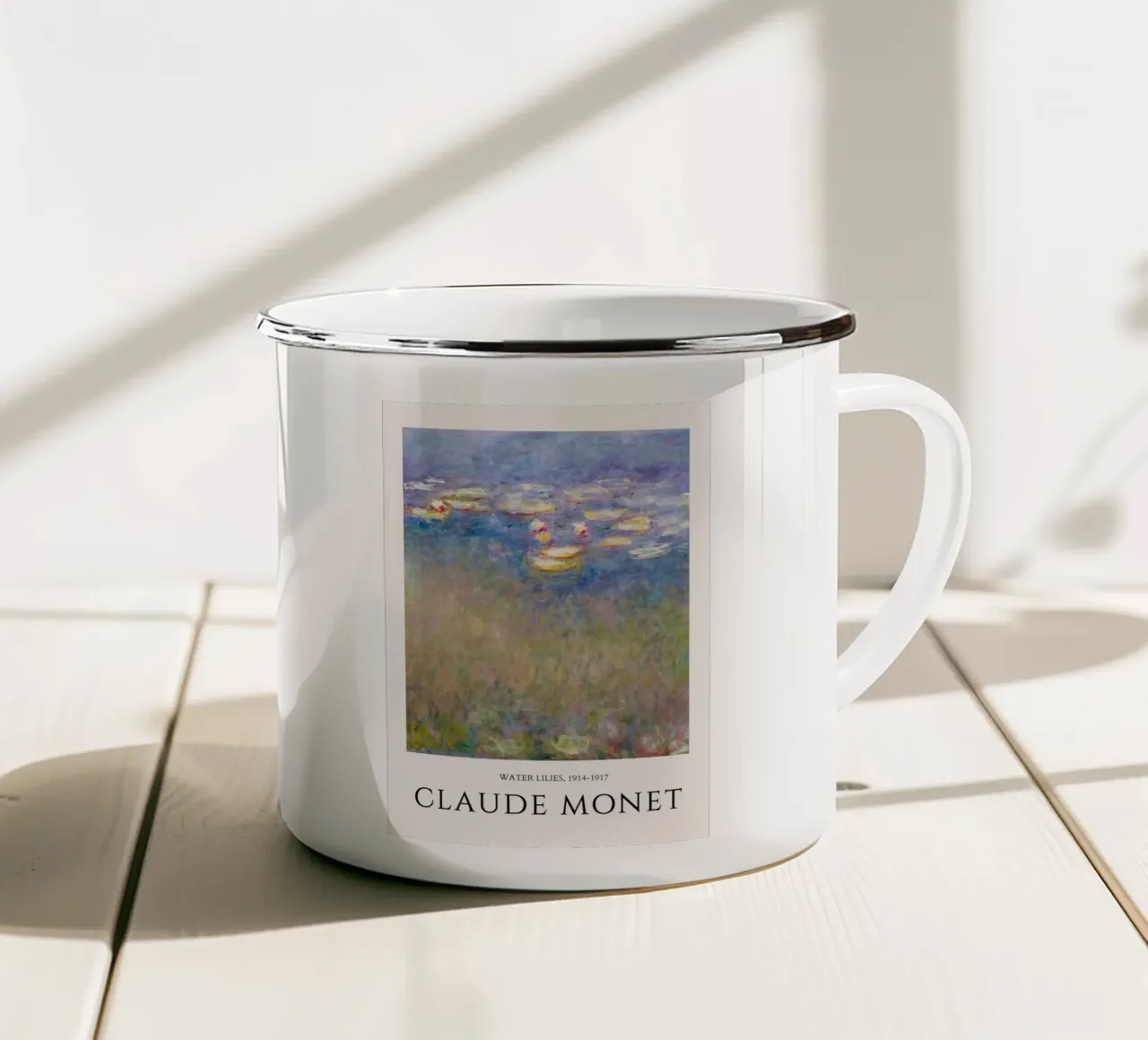 Ninfee di Monet, manifesto di una mostra di impressionisti tazza in smalto da NorwesClub
