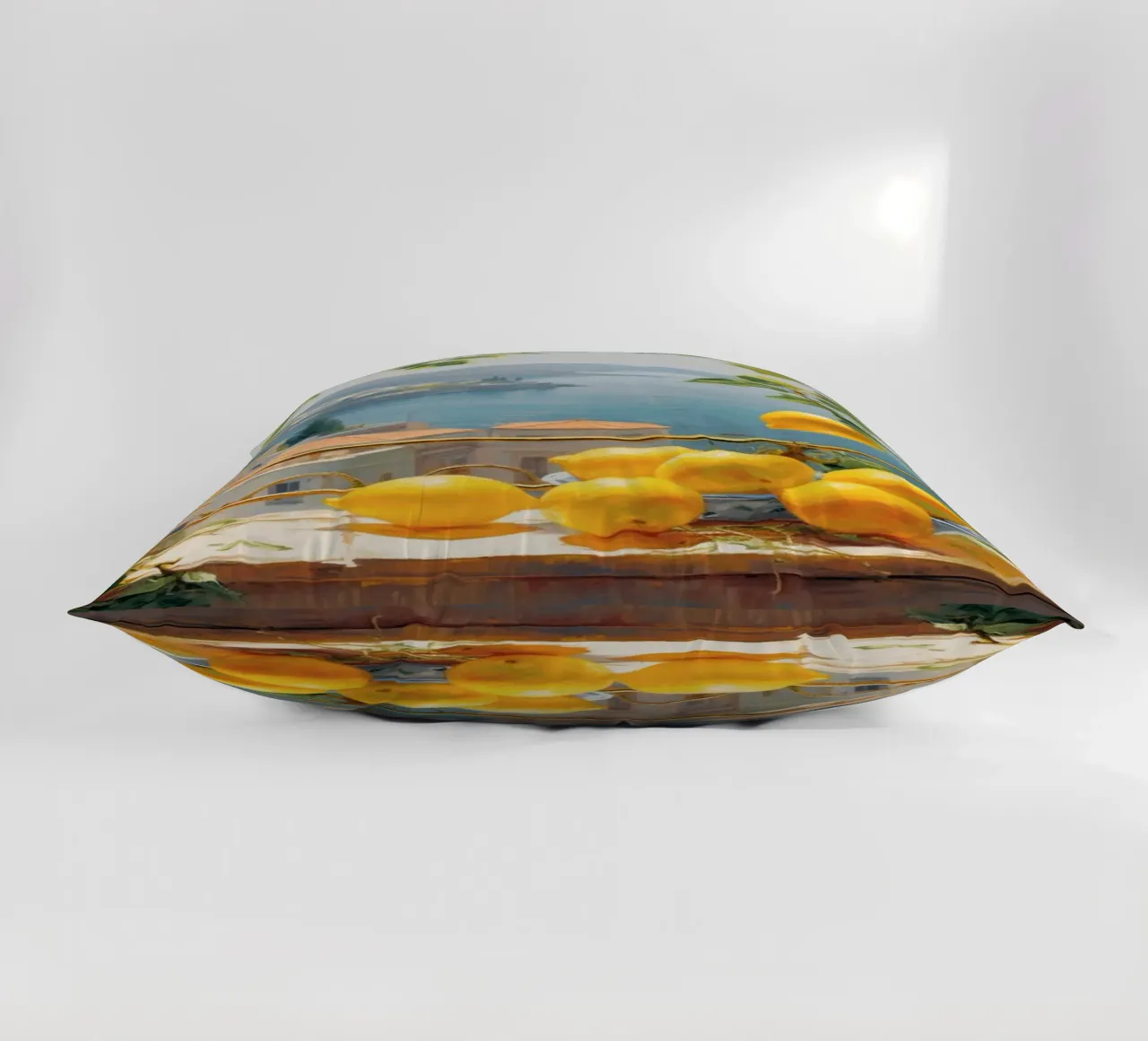 Mokaky Amalfi Lemons, Italian Summer Window Art Print decorative cushion by NorwesClub