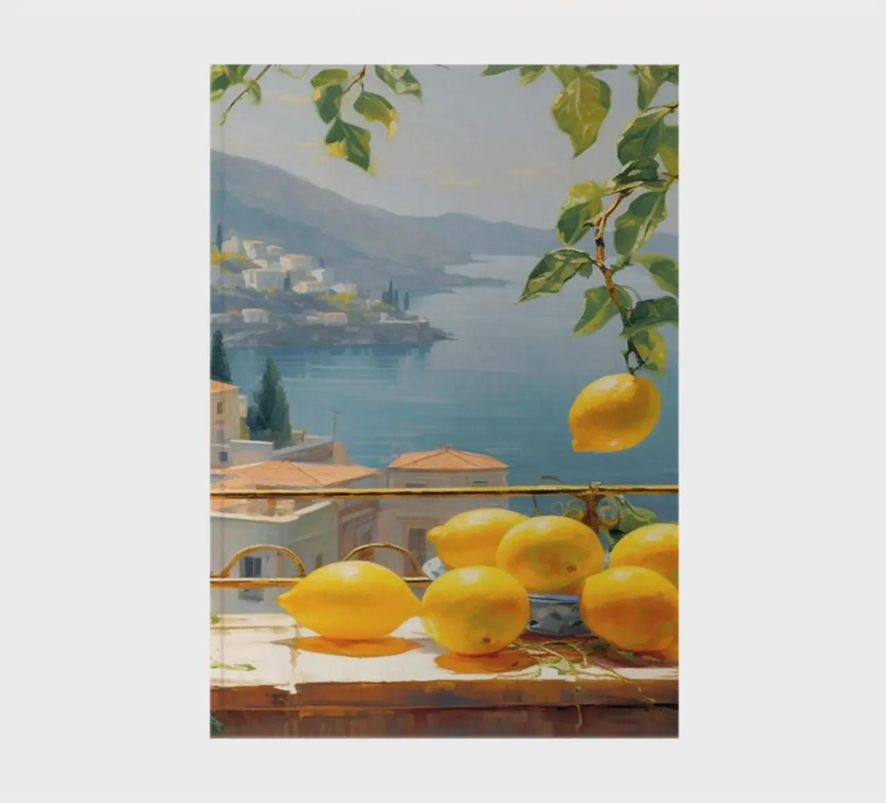 Mokaky Amalfi Lemons, Italian Summer Window Art Print notebook by NorwesClub