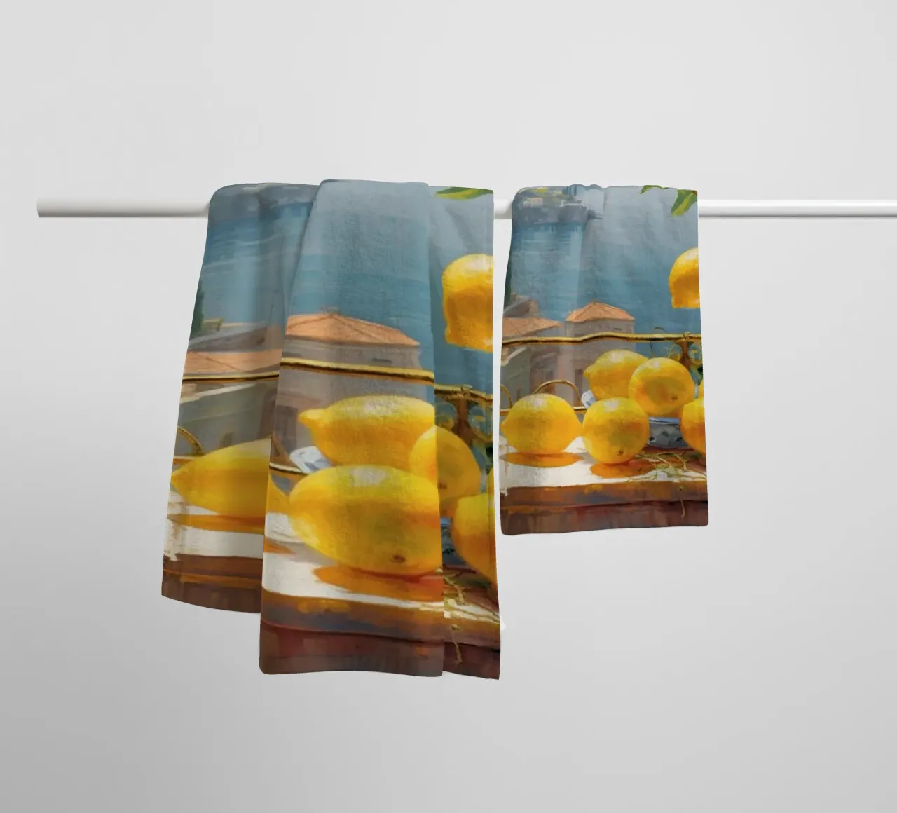 Mokaky Amalfi Lemons, Italian Summer Window Art Print serviette de bain de NorwesClub