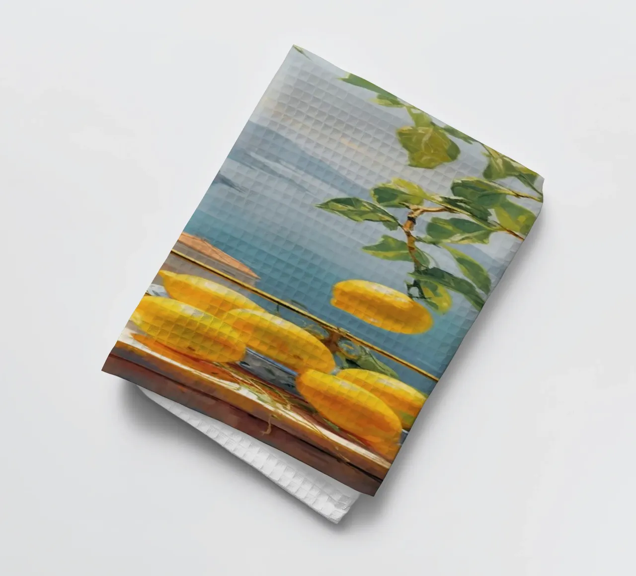 Mokaky Amalfi Lemons, Italian Summer Window Art Print torchon de NorwesClub