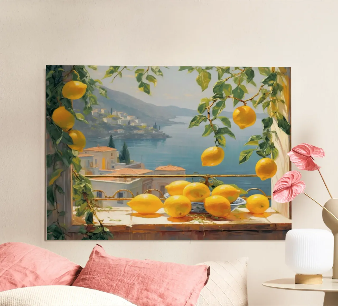 Mokaky Amalfi Lemons, Italian Summer Window Art Print hahnemühle de NorwesClub