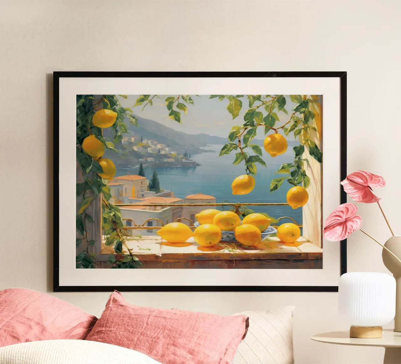 Mokaky Amalfi Lemons, Italian Summer Window Art Print hahnemühle de NorwesClub