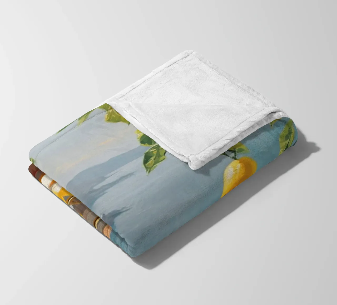 Mokaky Amalfi Lemons, Italian Summer Window Art Print fleece blanket by NorwesClub