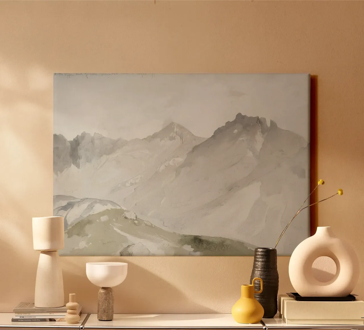 Il Wasatch Range di Ruskin, Light Academia Mountain Art tela da NorwesClub
