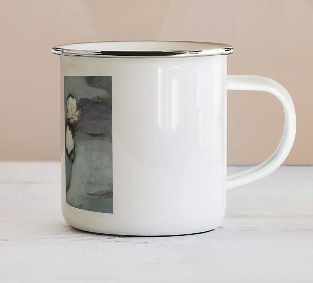 Détail des nénuphars de Monet, impression impressionniste sereine mug en émail de NorwesClub