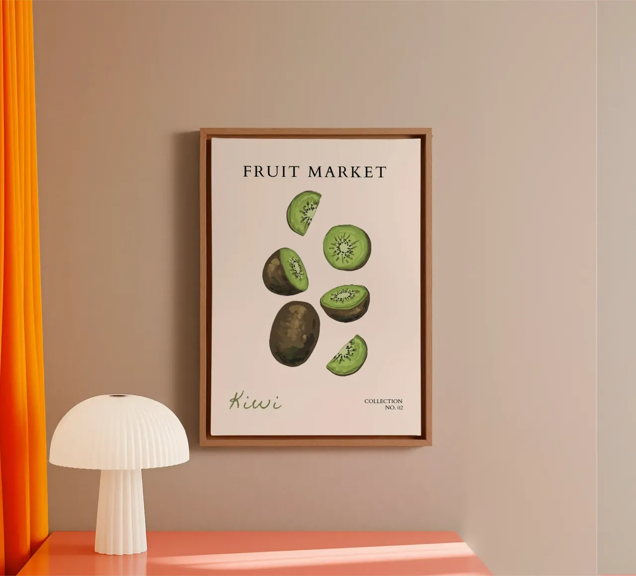 Kiwi Fruitmarkt Poster - Botanische Kunstdruk - Fris & Trillend canvas met Baklijst van NorwesClub
