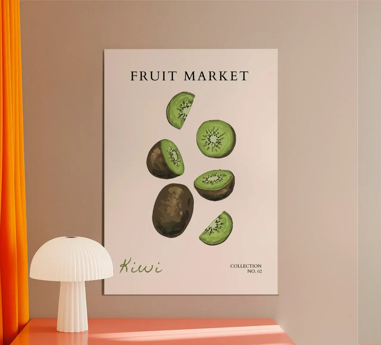 Kiwi Fruit Market Poster - Botanical Art Print - Fresh & Vib poster con marco de plástico de NorwesClub