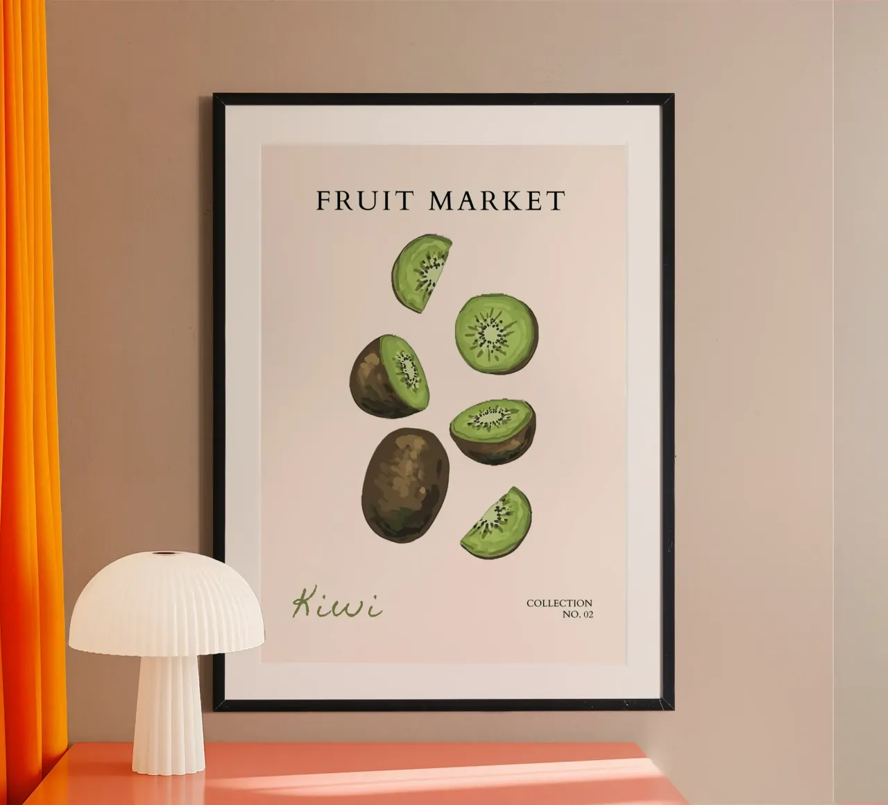 Kiwi Fruit Market Poster - Botanical Art Print - Fresh & Vib poster con marco de plástico de NorwesClub