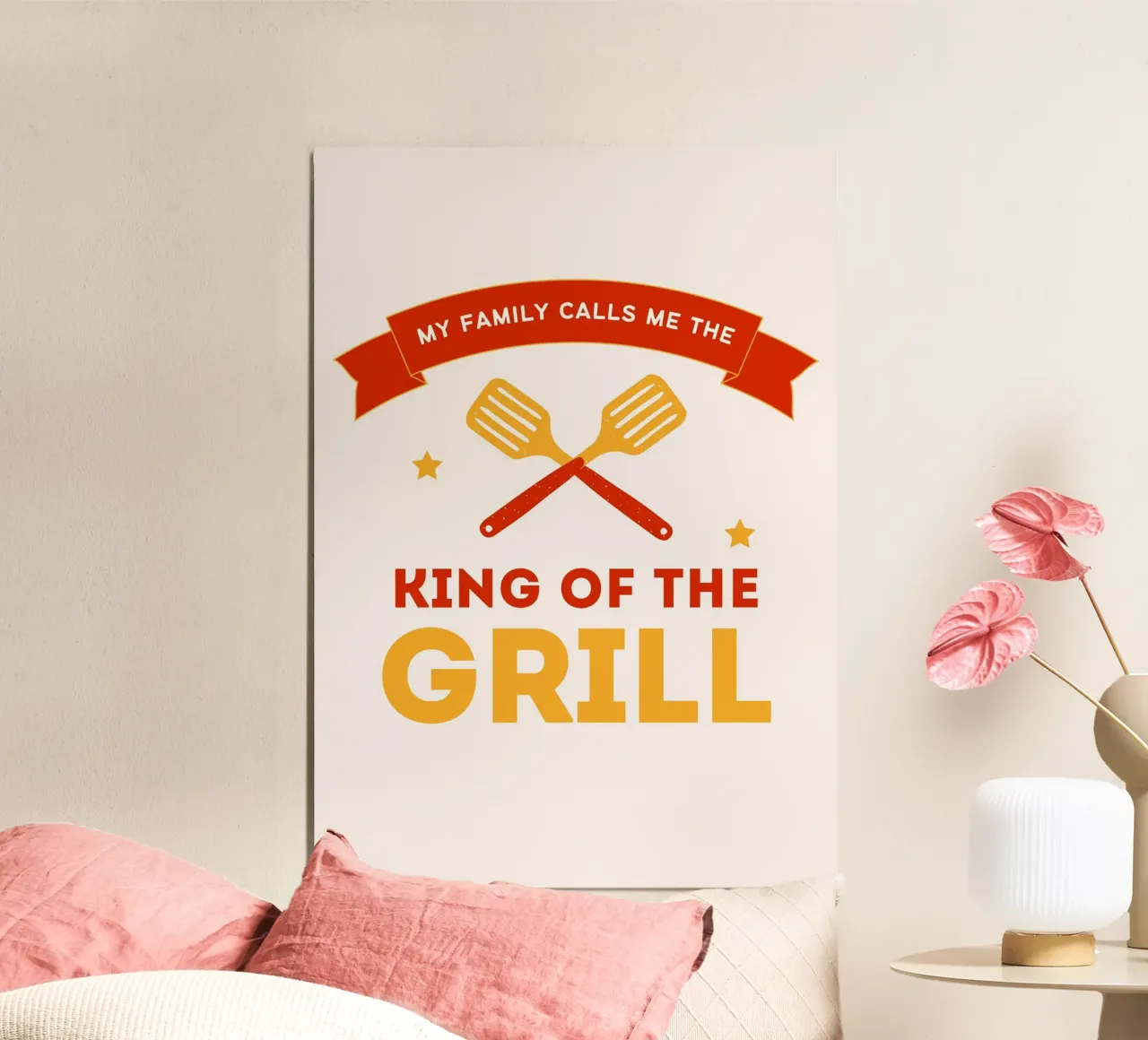 Poster per appassionati di barbecue "King of the Grill" - Divertente poster per grigliate a poster con telaio in plastica da NorwesClub