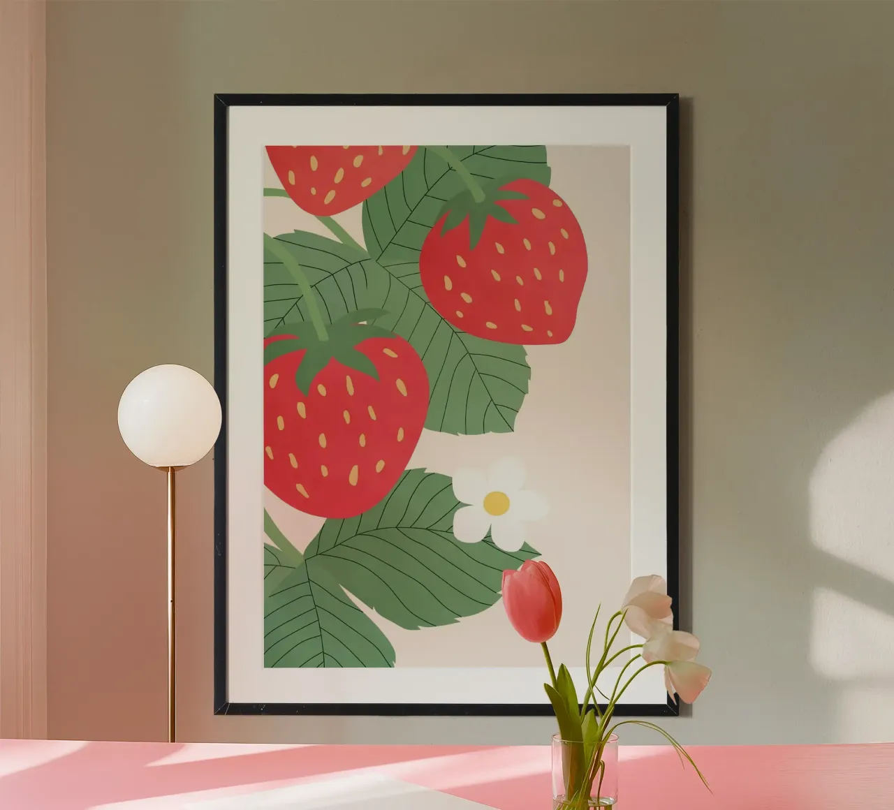 Vibrant Strawberry Illustration Poster - Botanical Fruit Wal poster by NorwesClub