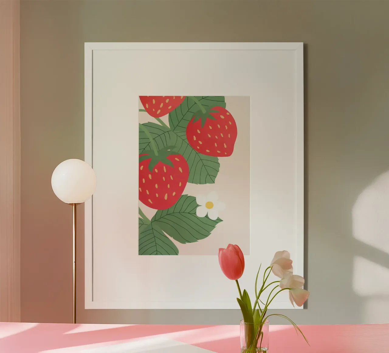 Vibrant Strawberry Illustration Poster - Botanical Fruit Wal poster by NorwesClub
