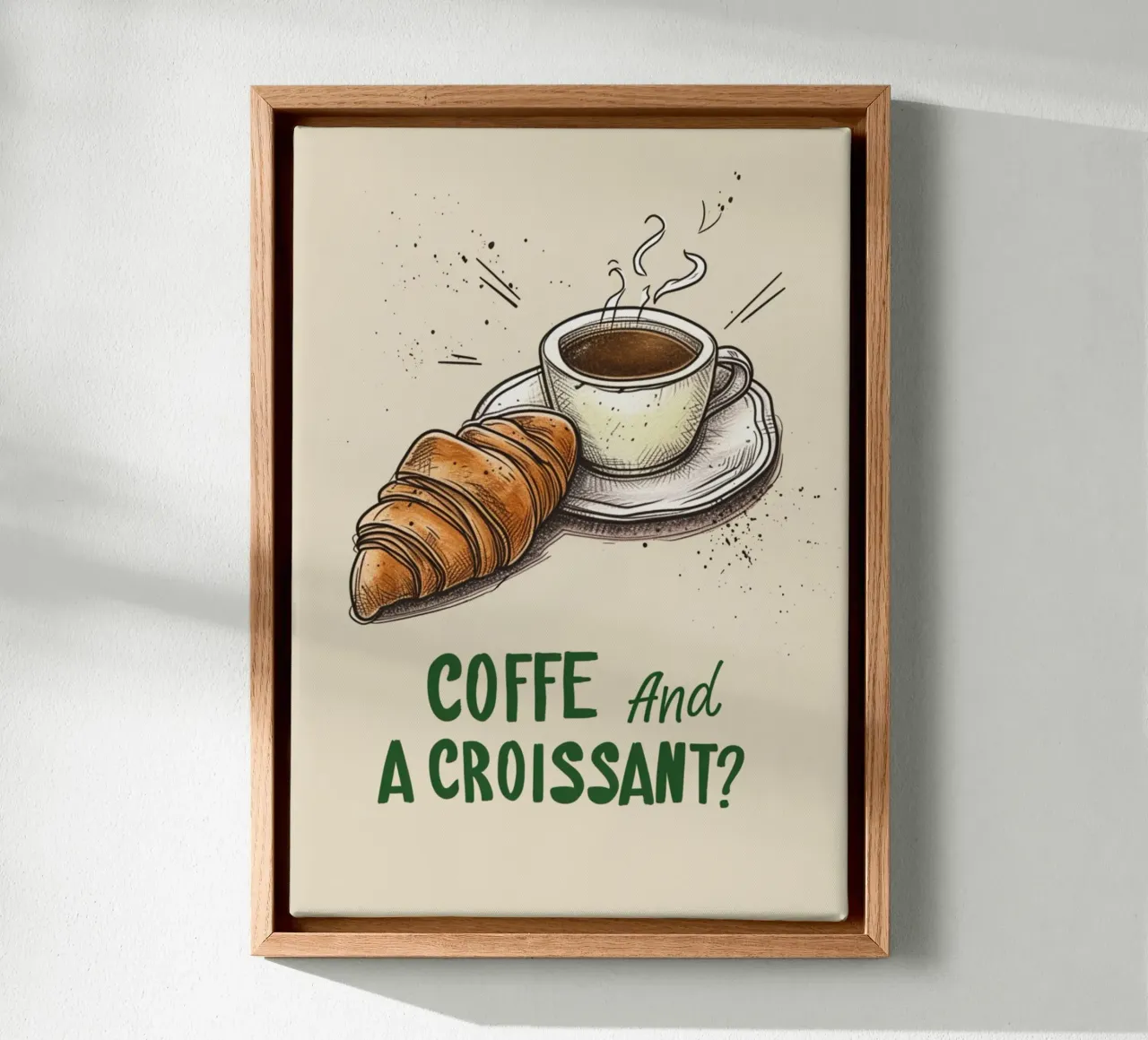 "Koffie en een croissant?" Bakkerij Kunstdruk - Gezellig Cafe Decor canvas met Baklijst van NorwesClub