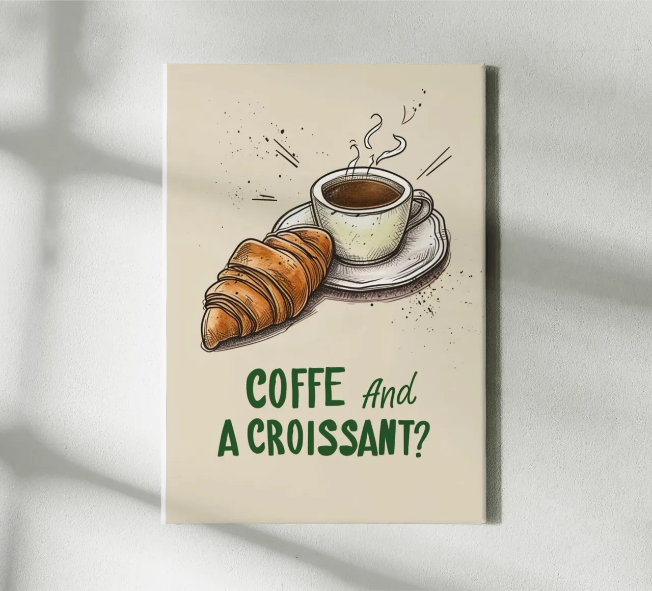"Koffie en een croissant?" Bakkerij Kunstdruk - Gezellig Cafe Decor canvas met Baklijst van NorwesClub