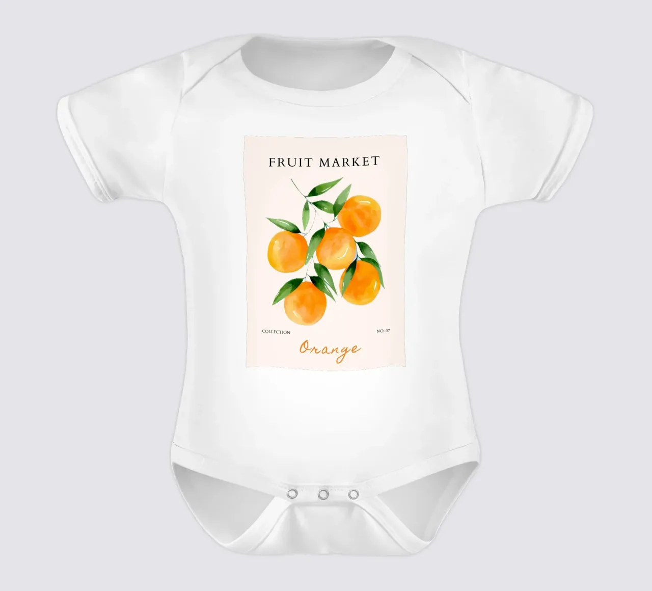 Orange Fruit Market Poster - Watercolour Botanical Art - Kitc short-sleeve baby romper by NorwesClub