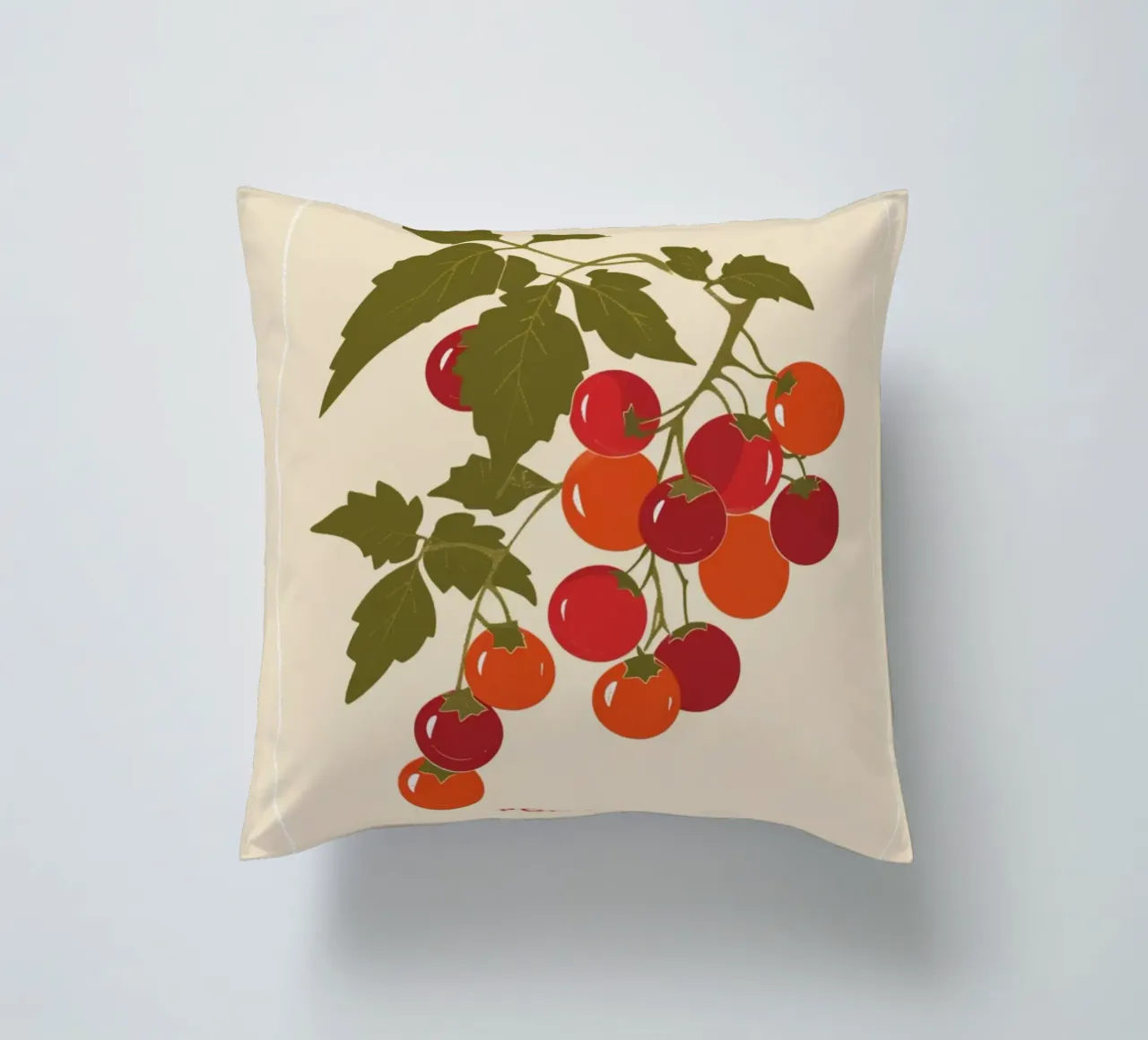 "Pomodoro Naples" Tomato Vine Botanical Poster - Kitchen Art decorative cushion by NorwesClub