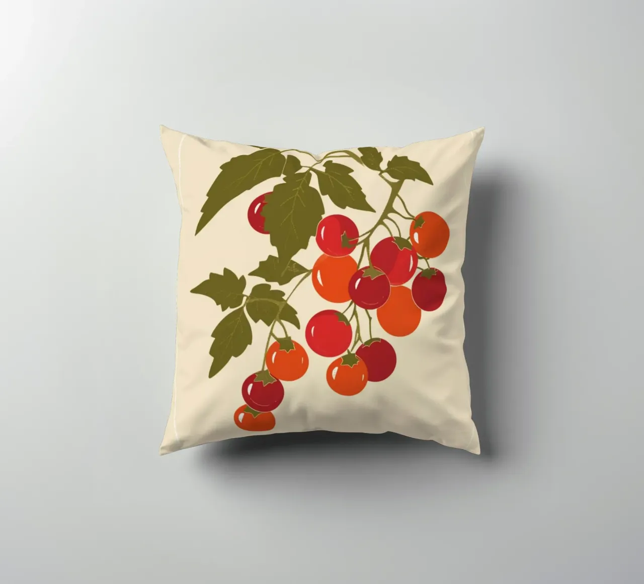 "Pomodoro Naples" Tomato Vine Botanical Poster - Kitchen Art decorative cushion by NorwesClub