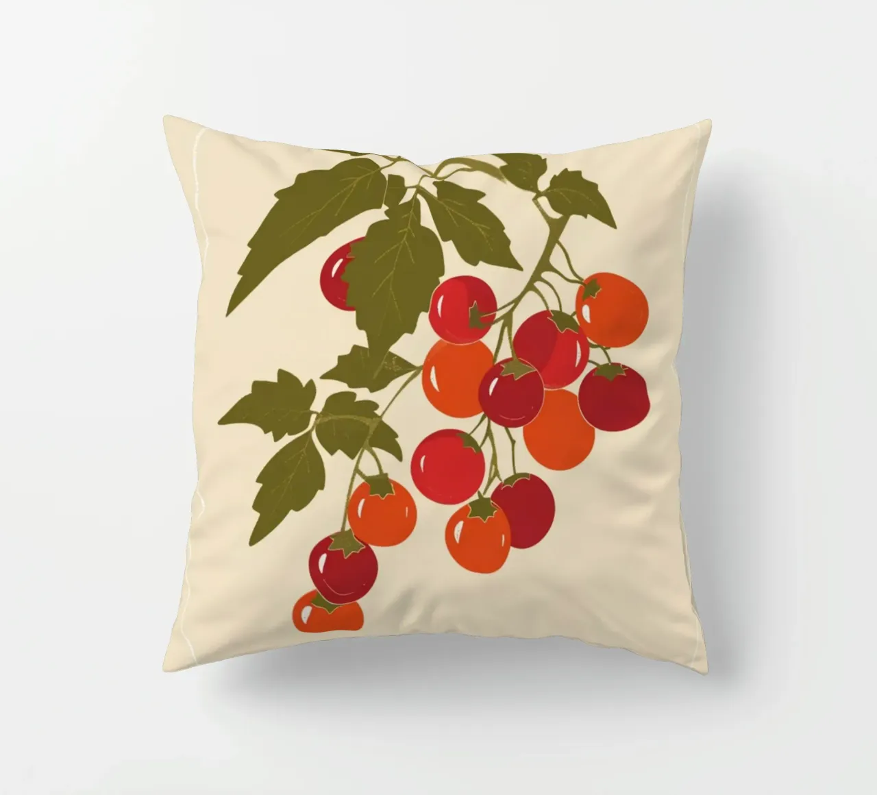 "Pomodoro Naples" Tomato Vine Botanical Poster - Kitchen Art decorative cushion by NorwesClub