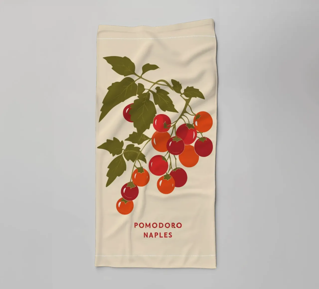 "Pomodoro Naples" Tomato Vine Botanical Poster - Kitchen Art towel by NorwesClub