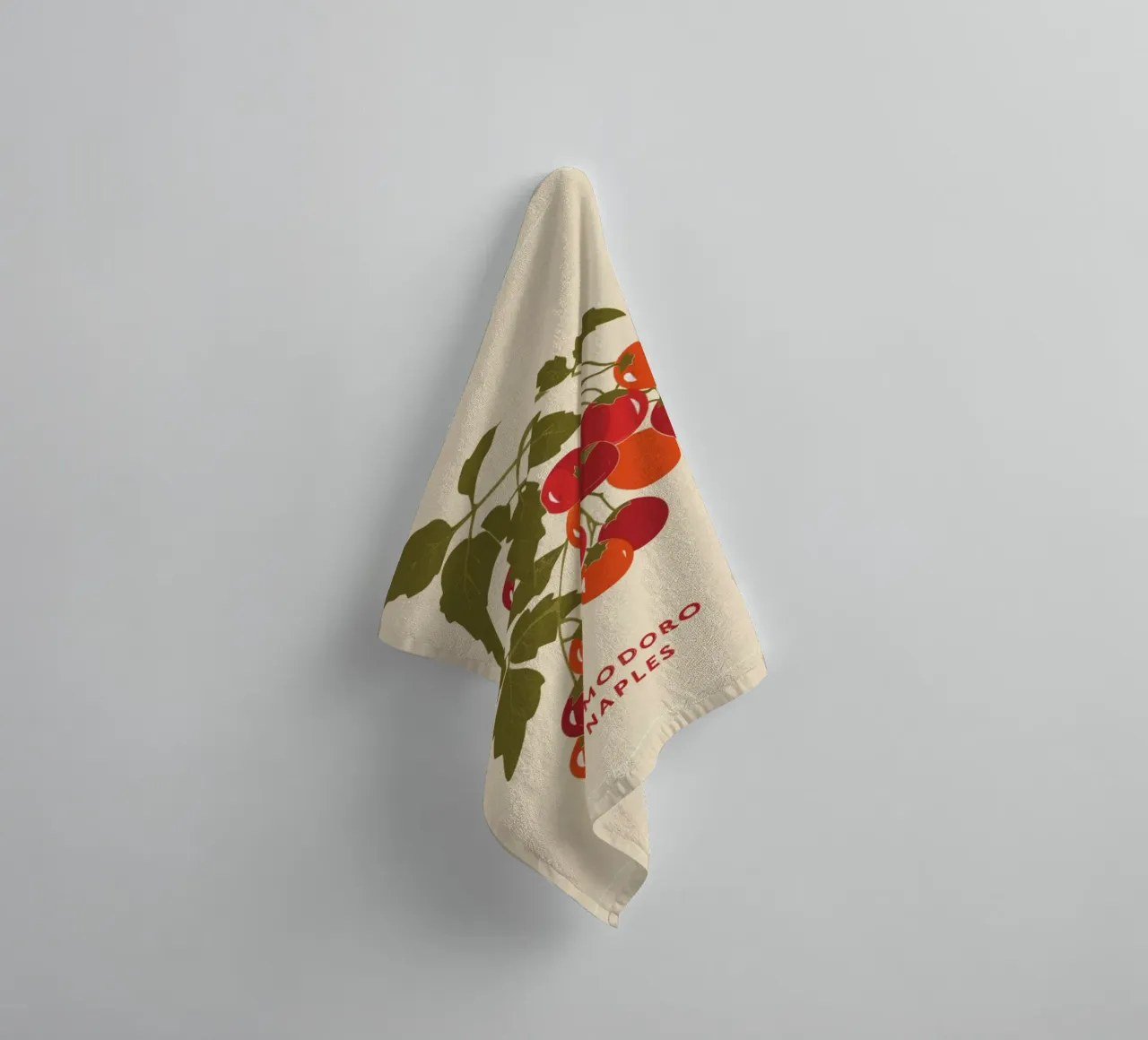 "Pomodoro Naples" Tomato Vine Botanical Poster - Kitchen Art towel by NorwesClub