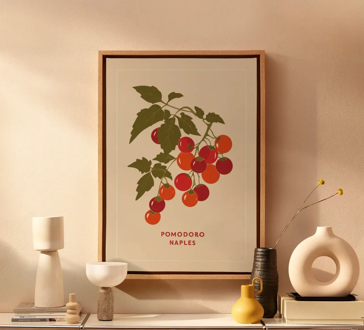Poster botanico "Pomodoro Napoli" - Arte in cucina tela con Cornice a cassetta da NorwesClub