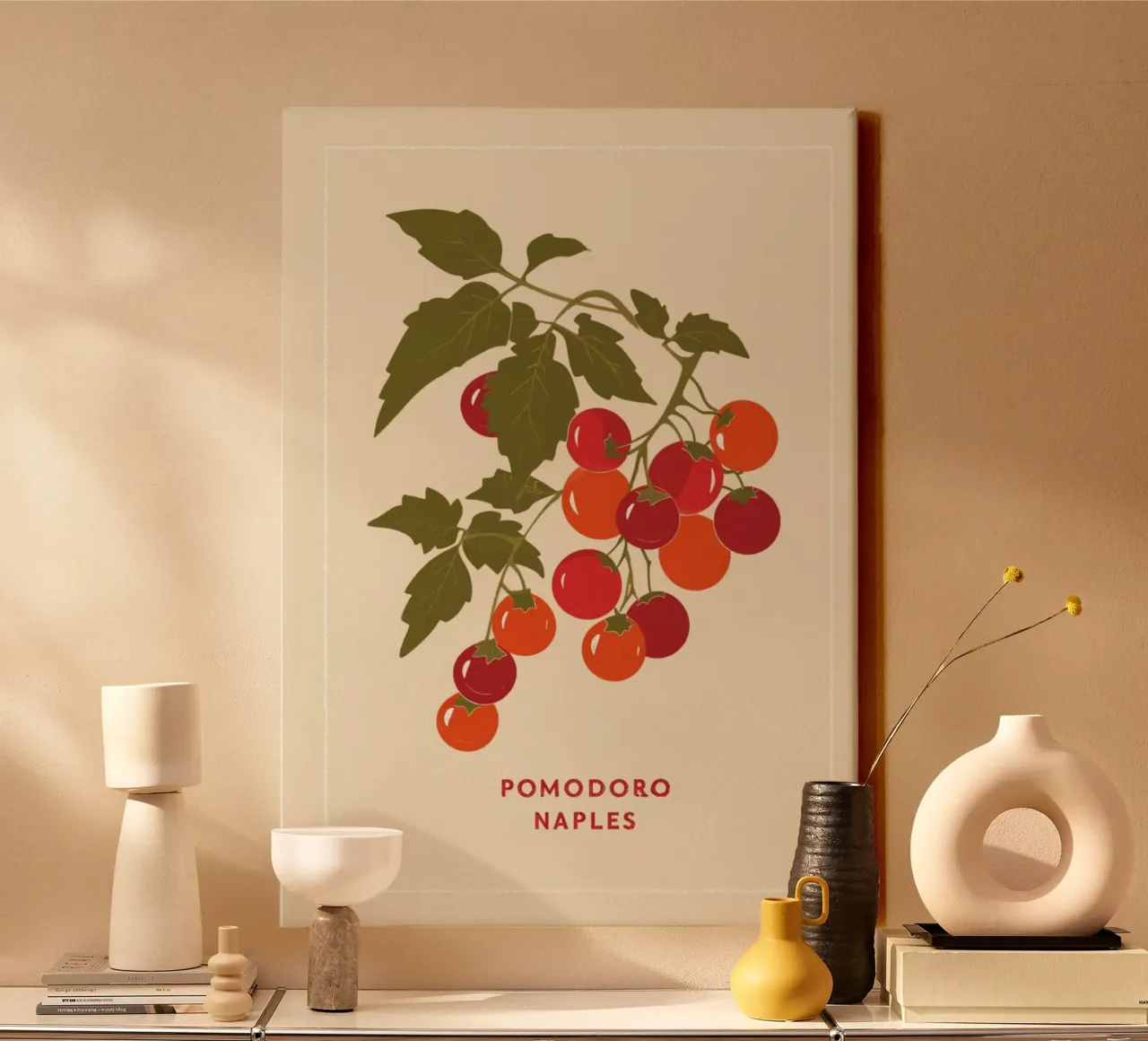 Poster botanico "Pomodoro Napoli" - Arte in cucina tela con Cornice a cassetta da NorwesClub
