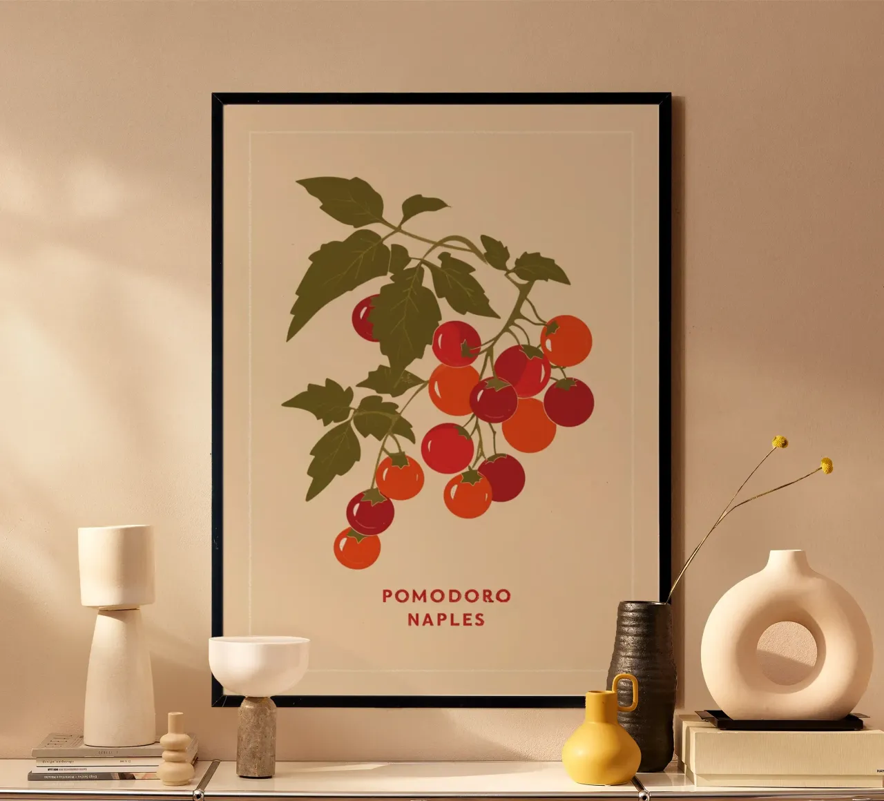 "Pomodoro Naples" Botanische Poster met tomatenranken - Keukenkunst hahnemühle van NorwesClub