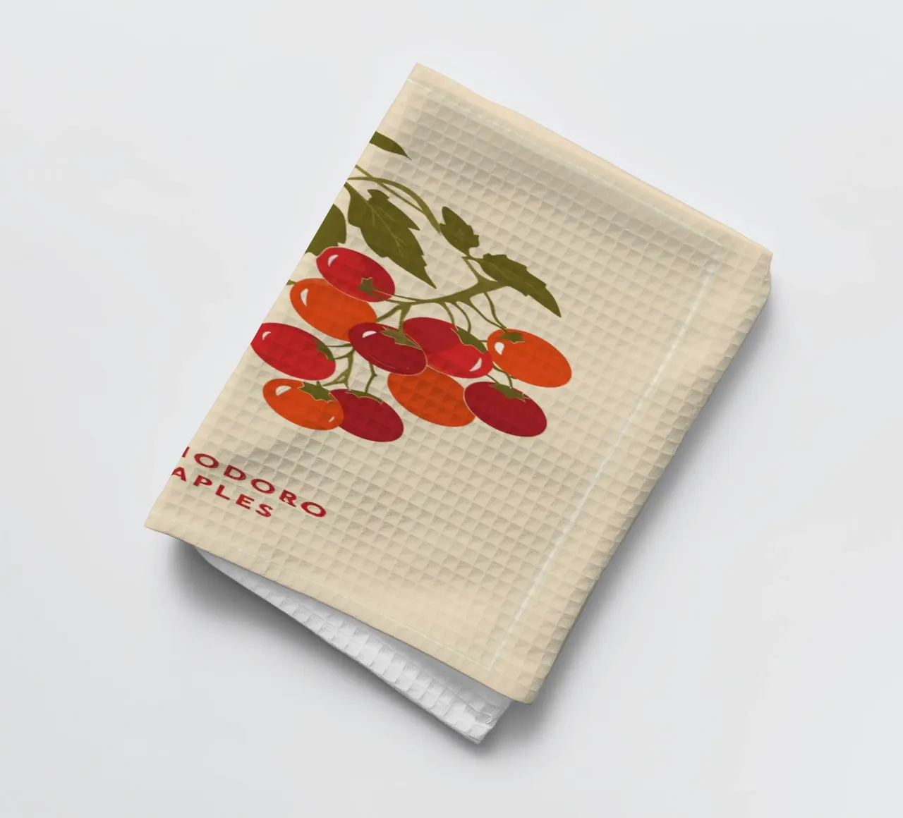 "Pomodoro Naples" Tomato Vine Botanical Poster - Kitchen Art tea towel by NorwesClub